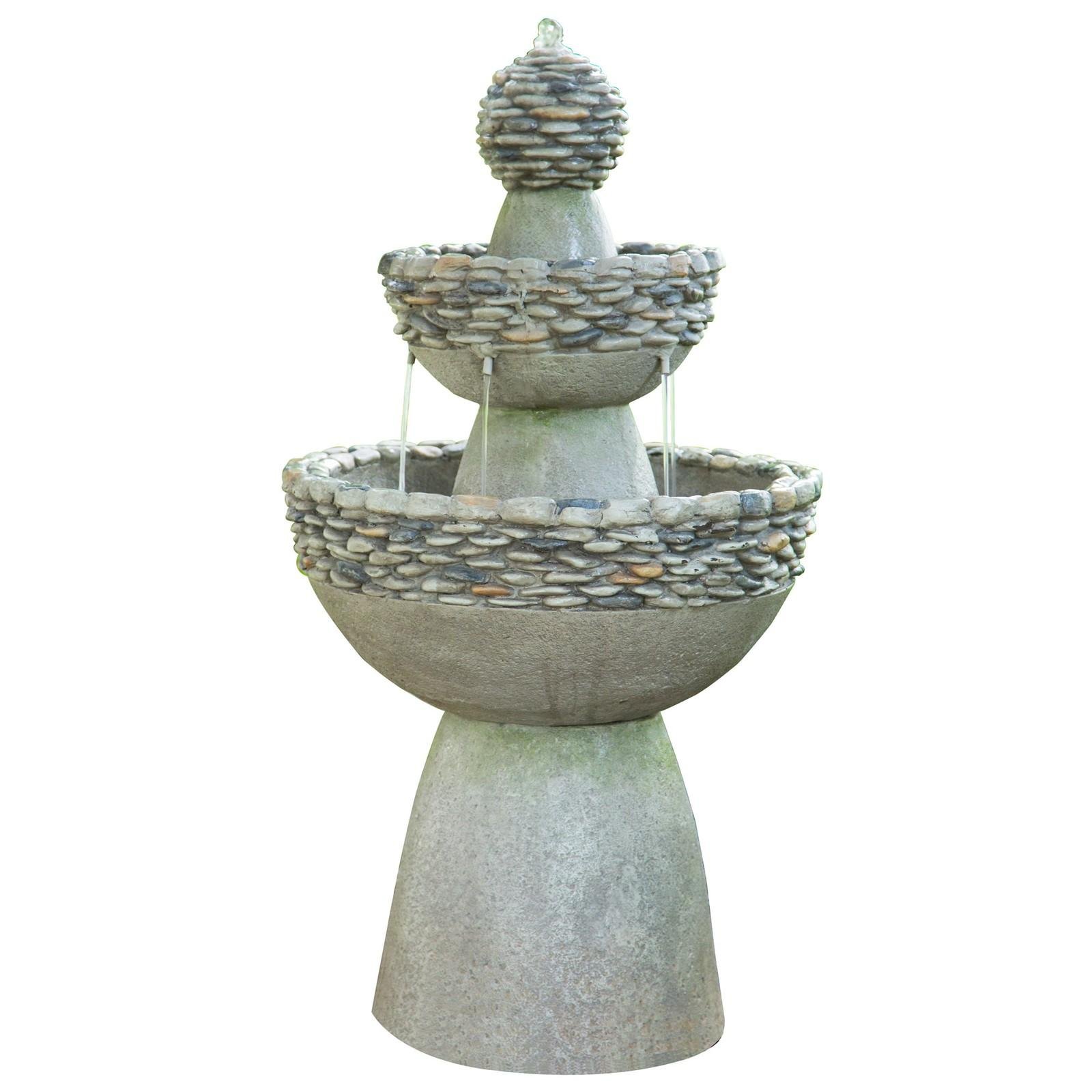 Gray 3-Tier Stone Look Patio Fountain
