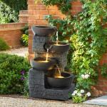 LED Lighted 4-Tier Outdoor Water Fountain