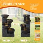 LED Lighted 4-Tier Outdoor Water Fountain