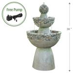 Gray 3-Tier Stone Look Patio Fountain