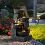 LED Lighted 4-Tier Outdoor Water Fountain