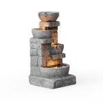 4-Tiered Bowls Outdoor Waterfall Fountain in Gray