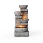 4-Tiered Bowls Outdoor Waterfall Fountain in Gray