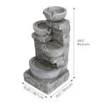 4-Tiered Bowls Outdoor Waterfall Fountain in Gray