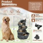 5-Tier Outdoor Waterfall Fountain with LED Lighting