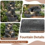 5-Tier Outdoor Waterfall Fountain with LED Lighting