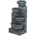 4-Tier Gray Outdoor Water Fountain with Lights