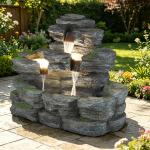 5-Tier Outdoor Water Fountain with Lights