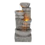 4-Tiered Bowls Outdoor Waterfall Fountain in Gray