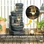 4-Tier Gray Outdoor Water Fountain with Lights
