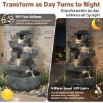 5-Tier Outdoor Waterfall Fountain with LED Lighting