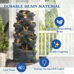 Cascading Rock Water Fountain with Lights 10-Tier