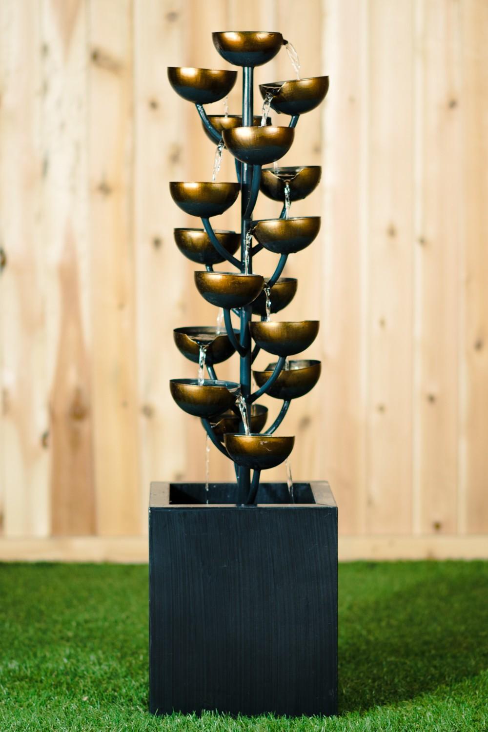 38" Zinc Metal Tiered Outdoor Water Fountain