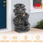 Cascading Rock Water Fountain with Lights