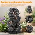 Cascading Rock Water Fountain with Lights