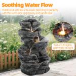 Cascading Rock Water Fountain with Lights