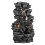 Cascading Rock Water Fountain with Lights