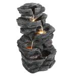 Cascading Rock Water Fountain with Lights