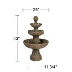 Rustic 3-Tier Outdoor Floor Water Fountain