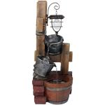 Rustic Bucket Water Fountain with Solar Lantern