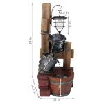 Rustic Bucket Water Fountain with Solar Lantern