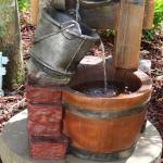 Rustic Bucket Water Fountain with Solar Lantern