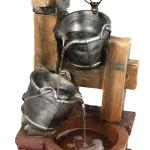 Rustic Bucket Water Fountain with Solar Lantern