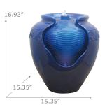 Blue Glazed Pot Outdoor Floor Fountain with LED