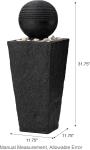 LED Lighted Black Pedestal Outdoor Water Fountain