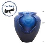 Blue Glazed Pot Outdoor Floor Fountain with LED