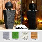 LED Lighted Black Pedestal Outdoor Water Fountain