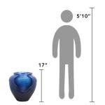 Blue Glazed Pot Outdoor Floor Fountain with LED