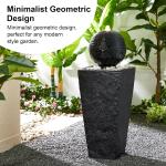 LED Lighted Black Pedestal Outdoor Water Fountain
