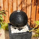 LED Lighted Black Pedestal Outdoor Water Fountain