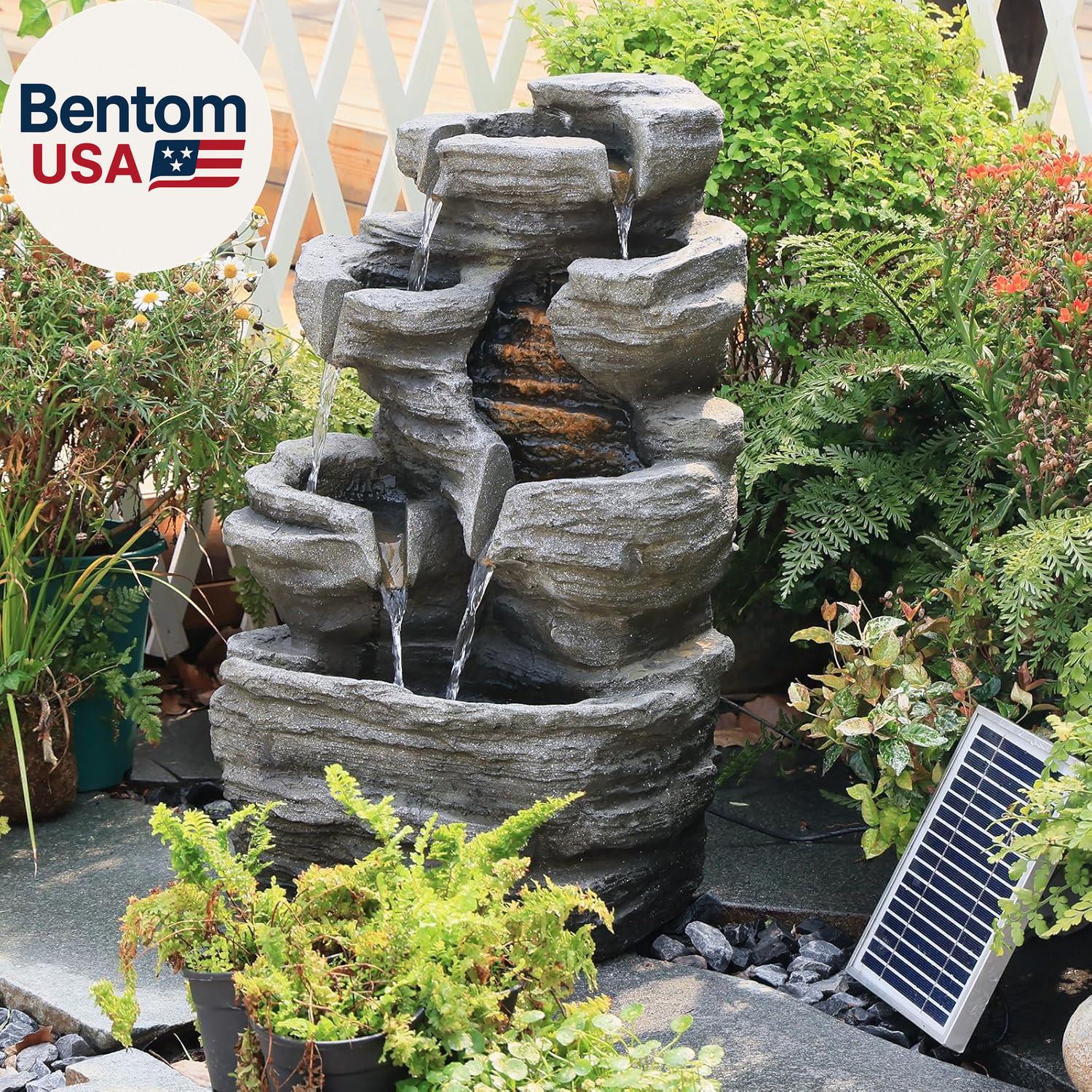 6-Tier Solar Cascading Rock Water Fountain