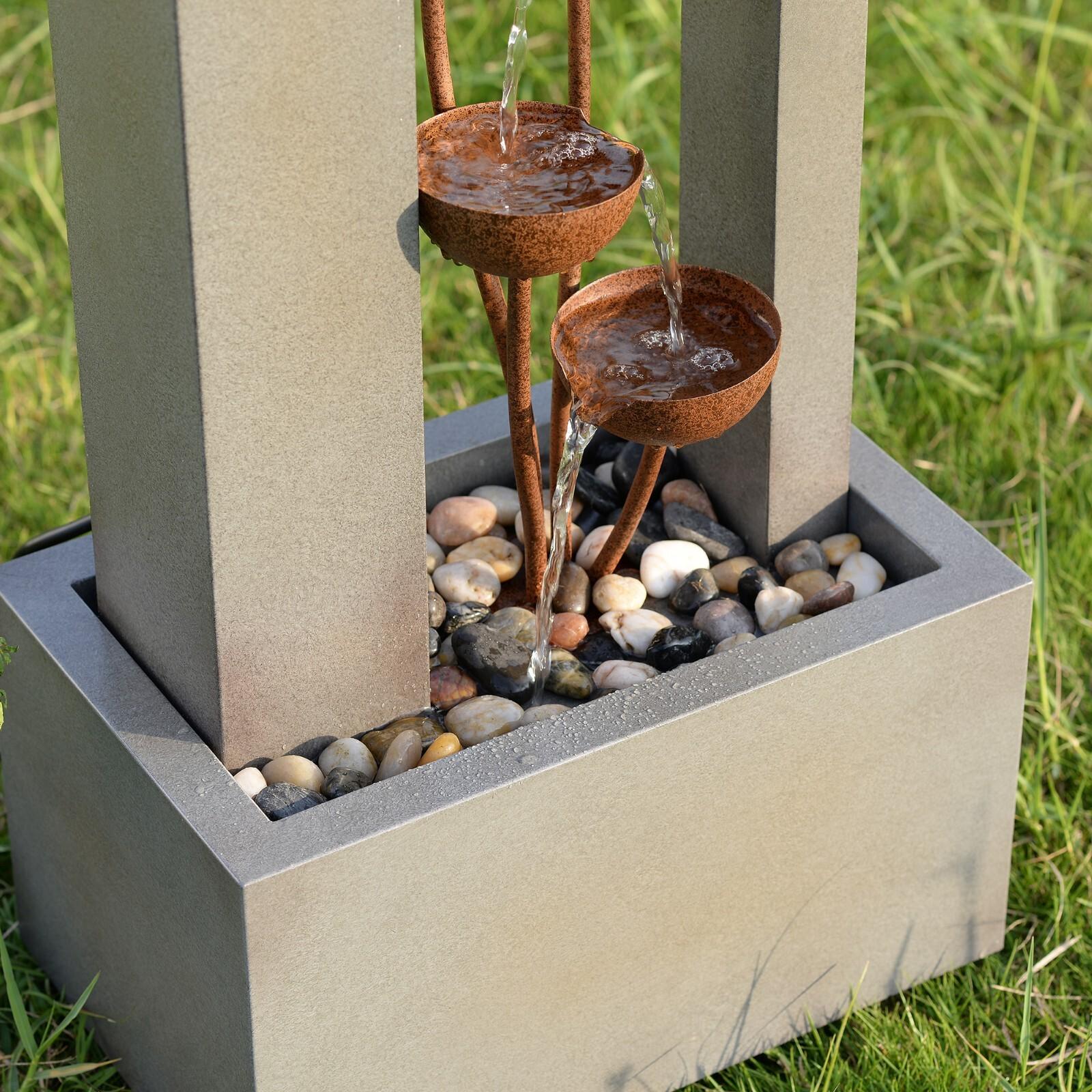 Modern Black and Gray Tiered Metal Fountain