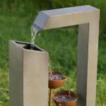 Modern Black and Gray Tiered Metal Fountain