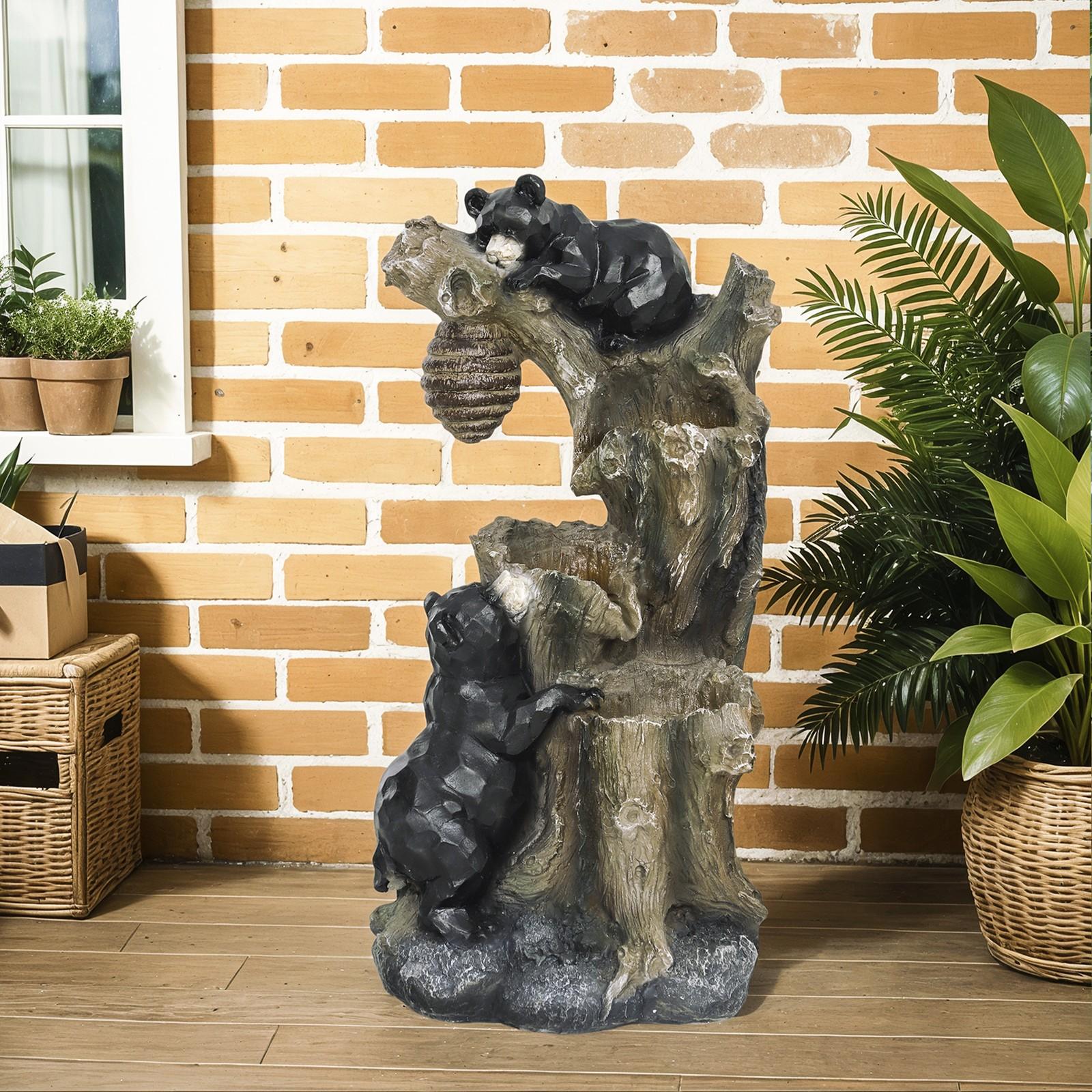 22.4" 3-Tier Outdoor Water Fountain with LED