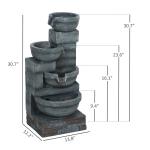 4-Tier Gray Outdoor Water Fountain with Lights