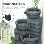 4-Tier Gray Outdoor Water Fountain with Lights