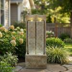 39" Outdoor Wall Waterfall Fountain with LED Lights