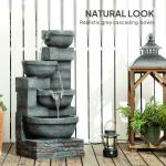 4-Tier Gray Outdoor Water Fountain with Lights