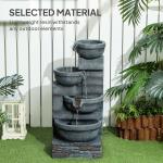4-Tier Gray Outdoor Water Fountain with Lights