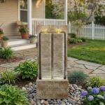 39" Outdoor Wall Waterfall Fountain with LED Lights