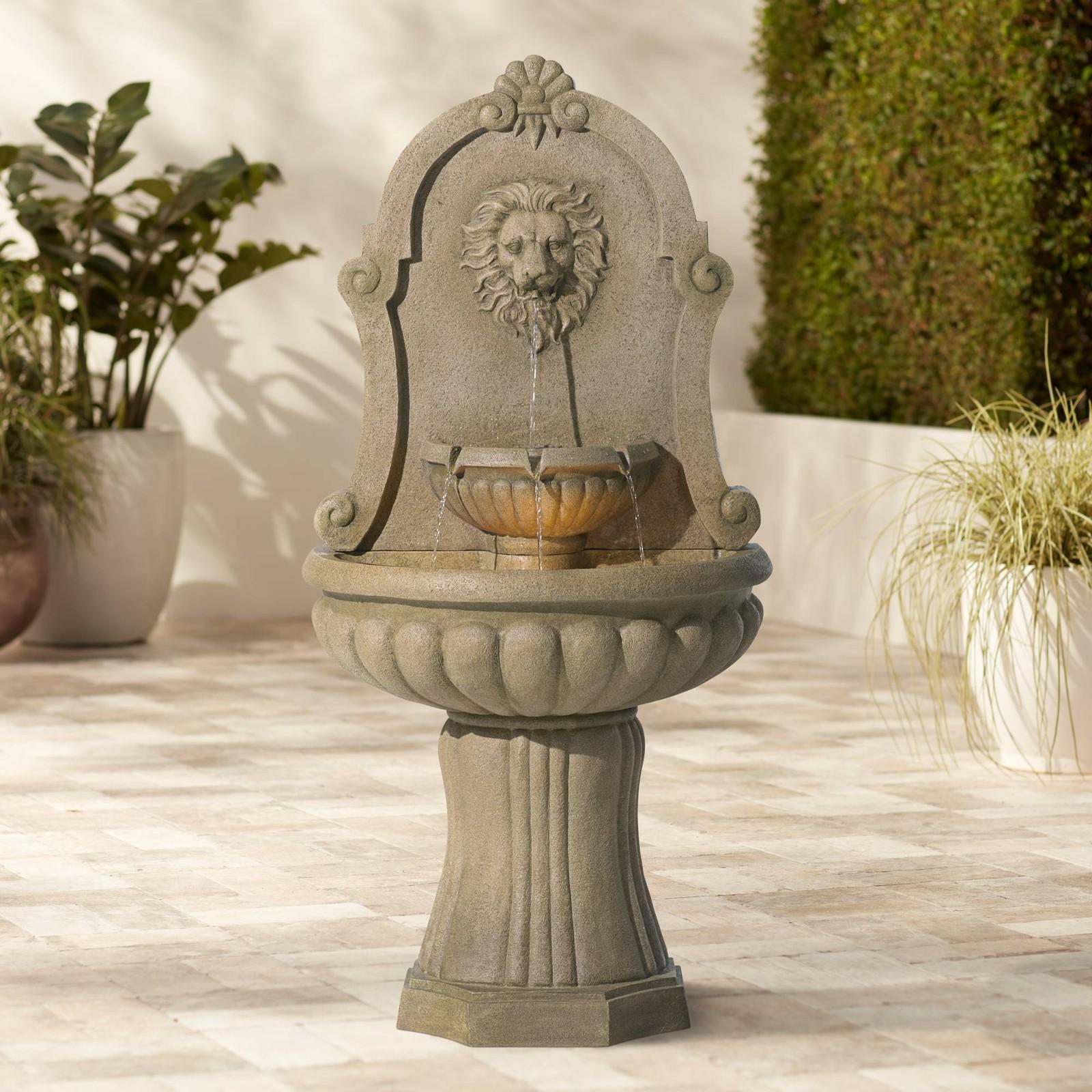Lion’s Head Outdoor Wall Water Fountain with LED Light