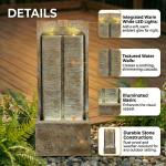 39" Outdoor Wall Waterfall Fountain with LED Lights
