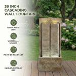 39" Outdoor Wall Waterfall Fountain with LED Lights