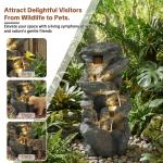 4-Tier Rock Water Fountain with LED Lights