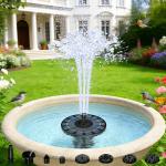 Solar Bird Bath Fountain with 6 Nozzles