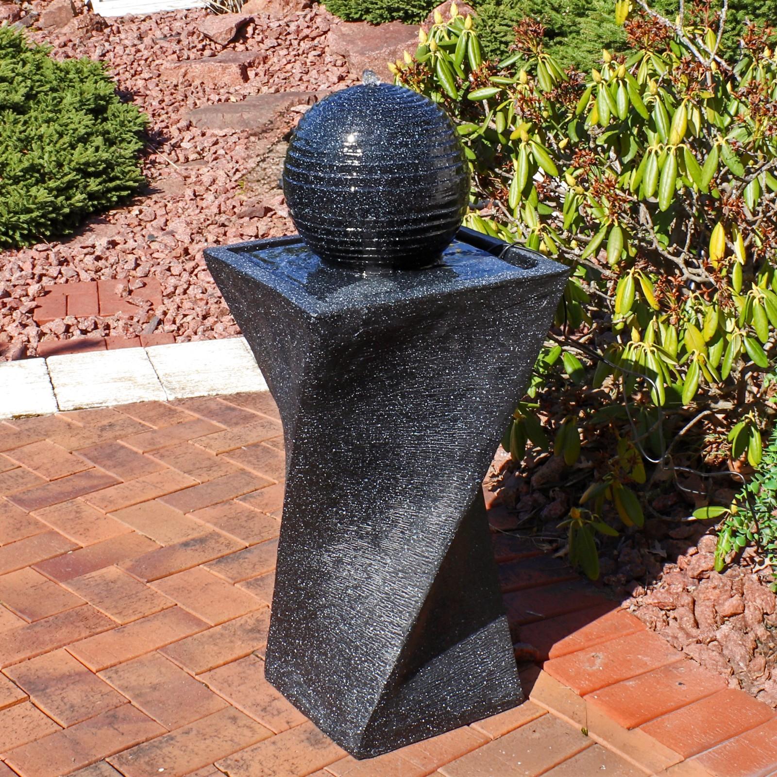 Black Solar Ball Water Fountain with LED Lights
